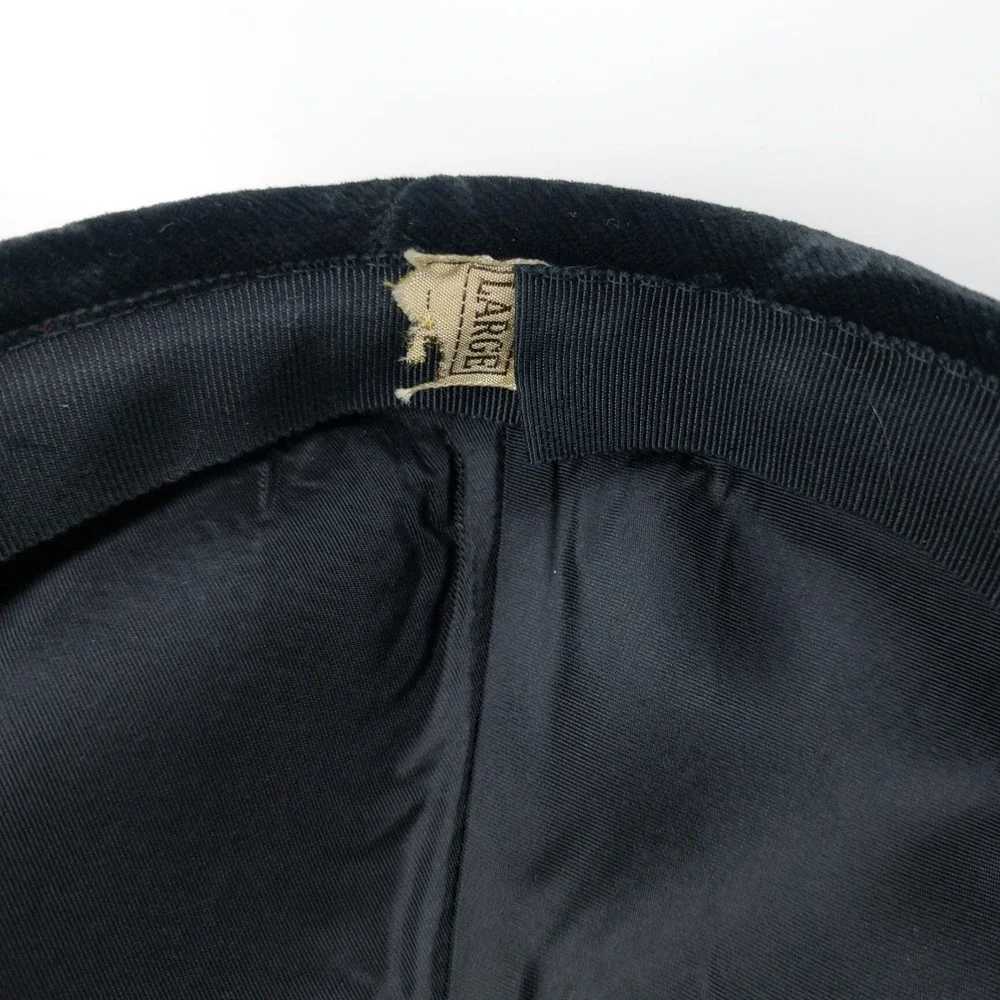 Vintage 1950's Womens Pillbox Hat Black Velvet Removable Modesty Veil Sz Large